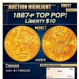 1887-p Gold Liberty Eagle TOP POP! $10 ms64 SEGS