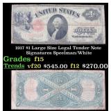 1917 Elliott/Burke $1 Large Size Legal Tender Note