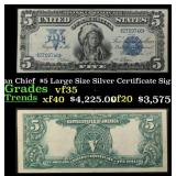 1899 $5 Large Size Silver Certificate Oncpapa Indi