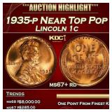 1935-p Lincoln Cent Near Top Pop 1c ms67+ rd SEGS
