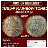 1885-p Morgan Dollar Toned Near Top Pop $1 ms67+ S