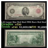 1914 $5 Large Size Red Seal FRN Rare Red Seal Grad