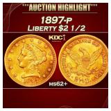 1897-p Gold Liberty Quarter Eagle $2 1/2 ms62+ USC