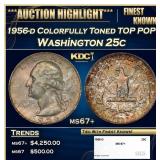 1956-d Washington Quarter Colorfully Toned TOP POP