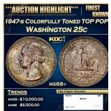 1947-s Washington Quarter Colorfully Toned TOP POP