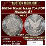 1883-p Morgan Dollar Toned Near Top POP! $1 ms66+