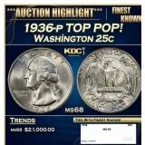 1936-p Washington Quarter TOP POP! 25c ms68 SEGS