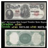 1907 $5 Large Size Legal Tender Note "WoodChopper"
