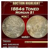 1884-s Morgan Dollar Toned $1 ms62+ USCG