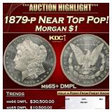 1879-p Morgan Dollar Near Top Pop! $1 ms65+ DMPL S