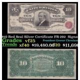 1886 $10 Red Seal Silver Certificate "Tombstone" F