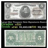 1890 $5 Large Size Treasury Note Grades vf++ Signa