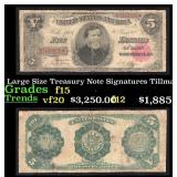 1891 $5 Large Size Treasury Note Grades f+ Signatu
