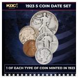 1923 5 Coin Date Set, 1 Of Each Type Of Coin Minte