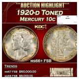 1920-d Mercury Dime Toned 10c ms66+ FSB SEGS