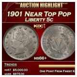 1901 Liberty Nickel Near Top Pop 5c ms66+ SEGS