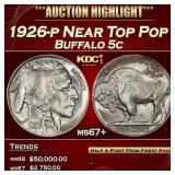 1926-p Buffalo Nickel Near Top Pop 5c ms67+ SEGS
