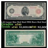 1914 $5 Large Size Red Seal FRN Rare Red Seal Grad