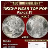 1923-p Peace Dollar Near Top Pop $1 ms66+ SEGS