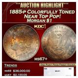 1885-p Morgan Dollar Colorfully Toned Near Top Pop