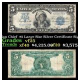 1899 $5 Large Size Silver Certificate Oncpapa Indi