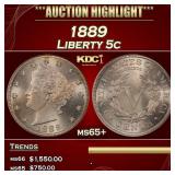 1889 Liberty Nickel 5c ms65+ SEGS