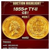 1855-p Gold Dollar TY-II $1 ms62 USCG