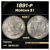 1891-p Morgan Dollar $1 Grades ms64