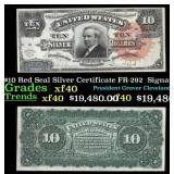 1886 $10 Red Seal Silver Certificate "Tombstone" F
