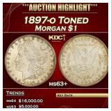 1897-o Morgan Dollar Toned $1 ms63+ USCG