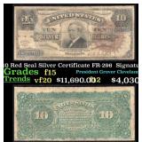 1886 $10 Red Seal Silver Certificate "Tombstone" F