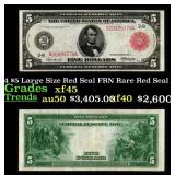1914 $5 Large Size Red Seal FRN Rare Red Seal Grad