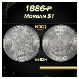 1886-p Morgan Dollar $1 Grades ms62+
