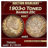 1903-o Barber Quarter Toned 25c ms63 USCG