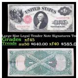 1917 $1 Large Size Legal Tender Note Grades xf+ Si