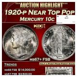 1920-p Mercury Dime Near Top Pop 10c ms67+ FSB SEG