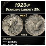 1923-p Standing Liberty Quarter 25c Grades ms62