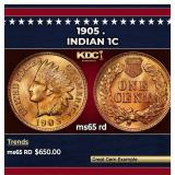 1905 Indian Cent . 1c Grades ms65 rd