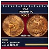 1902 Indian Cent . 1c ms66+ rd SEGS
