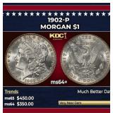 1902-p Morgan Dollar $1 Grades ms64+