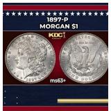 1897-p Morgan Dollar $1 Grades ms63+