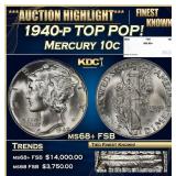 1940-p Mercury Dime TOP POP! 10c ms68+ FSB SEGS