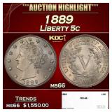 1889 Liberty Nickel 5c ms66 SEGS