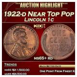 1922-d Lincoln Cent Near Top Pop 1c ms65+ rd SEGS