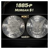 1885-p Morgan Dollar $1 Grades ms63+