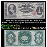 1891 $1 large size Silver Certificate Martha Washi