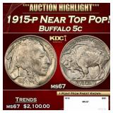 1915-p Buffalo Nickel Near Top Pop! 5c ms67 SEGS