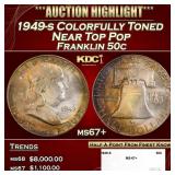 1949-s Franklin Half Dollar Colorfully Toned Near