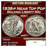 1938-p Walking Liberty Half Dollar Near Top Pop 50