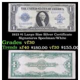 1923 $1 large size Silver Certificate Grades vf++